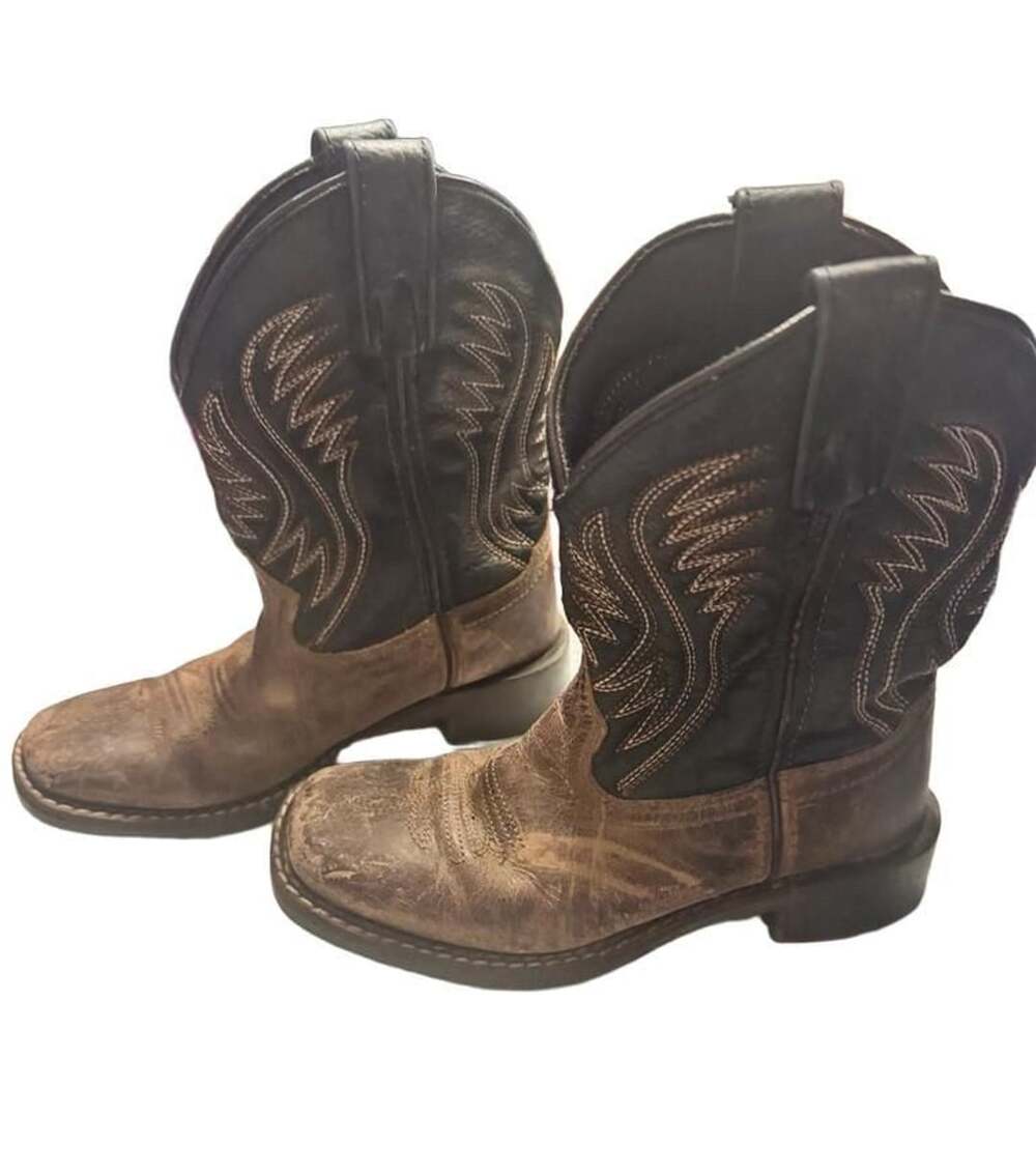Smoky Mountain Brown Waxed Youth 12R Square Toe Cowboy Boots